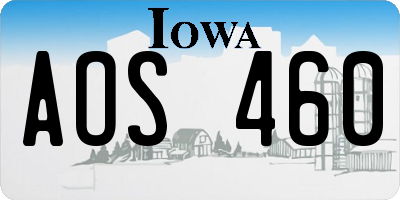 IA license plate AOS460