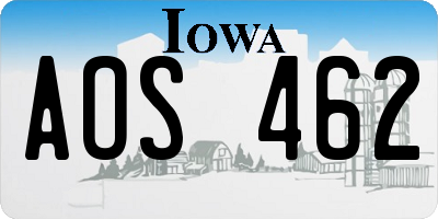 IA license plate AOS462