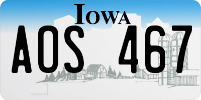 IA license plate AOS467