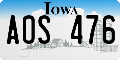 IA license plate AOS476
