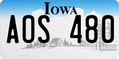 IA license plate AOS480