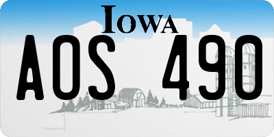 IA license plate AOS490