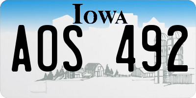 IA license plate AOS492