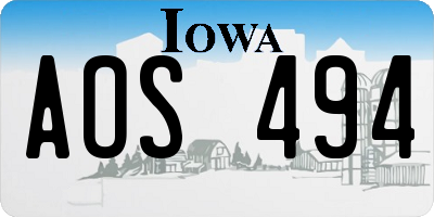 IA license plate AOS494