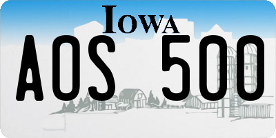 IA license plate AOS500