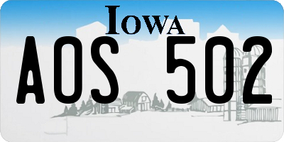 IA license plate AOS502