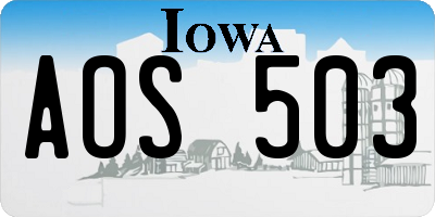 IA license plate AOS503