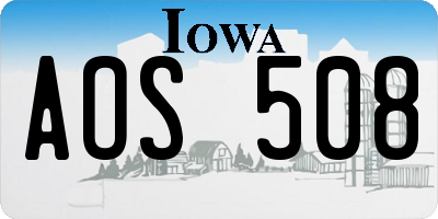 IA license plate AOS508