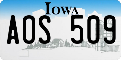 IA license plate AOS509