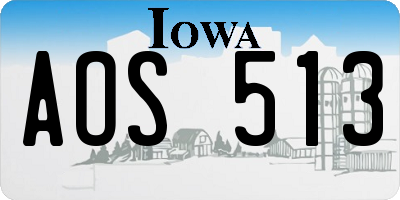 IA license plate AOS513