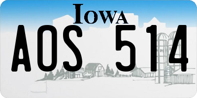 IA license plate AOS514