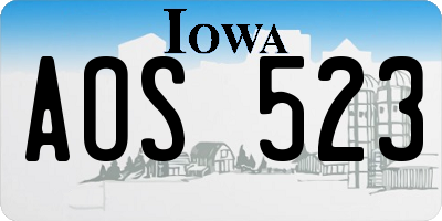 IA license plate AOS523