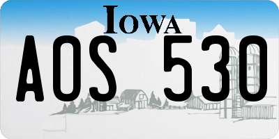 IA license plate AOS530