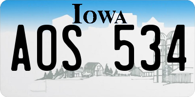 IA license plate AOS534