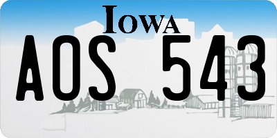 IA license plate AOS543