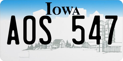 IA license plate AOS547