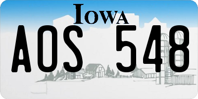 IA license plate AOS548