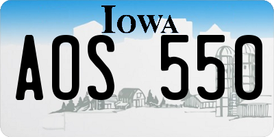 IA license plate AOS550