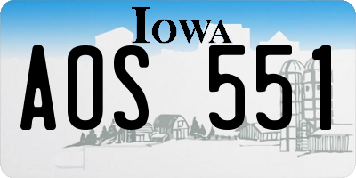 IA license plate AOS551