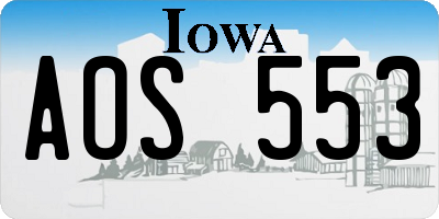 IA license plate AOS553