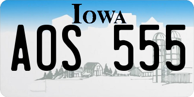 IA license plate AOS555
