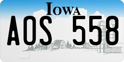 IA license plate AOS558