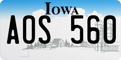 IA license plate AOS560