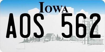 IA license plate AOS562