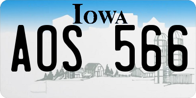 IA license plate AOS566