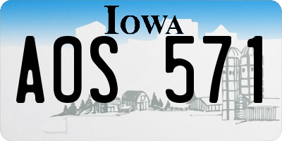 IA license plate AOS571