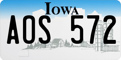 IA license plate AOS572