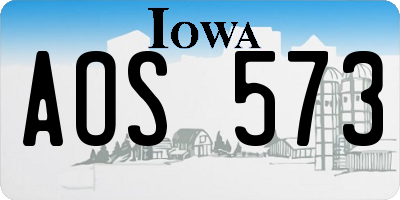 IA license plate AOS573