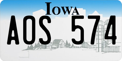 IA license plate AOS574