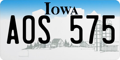 IA license plate AOS575
