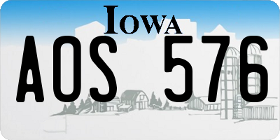 IA license plate AOS576