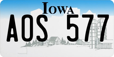 IA license plate AOS577
