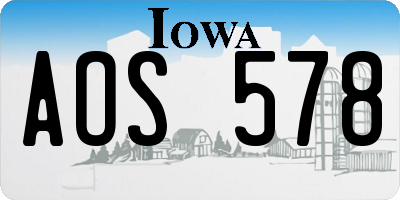 IA license plate AOS578