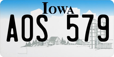 IA license plate AOS579
