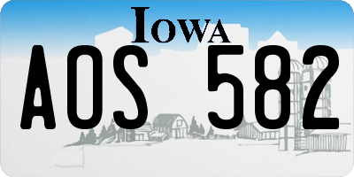 IA license plate AOS582