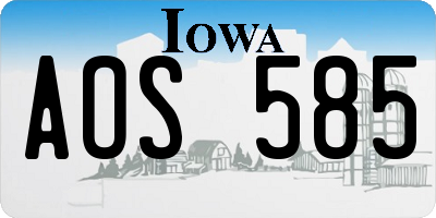 IA license plate AOS585
