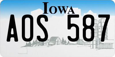 IA license plate AOS587