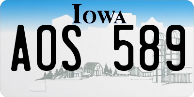 IA license plate AOS589