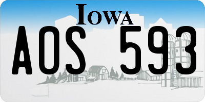 IA license plate AOS593