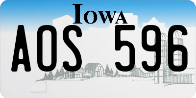 IA license plate AOS596