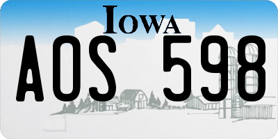 IA license plate AOS598