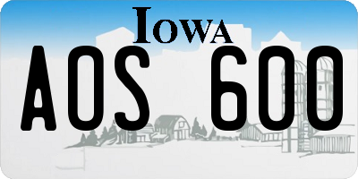 IA license plate AOS600
