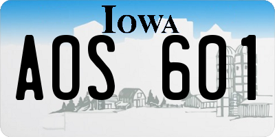 IA license plate AOS601