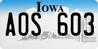 IA license plate AOS603