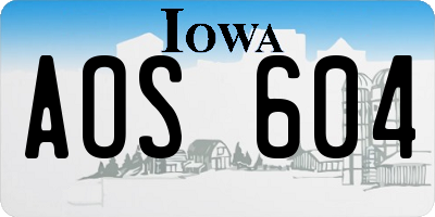 IA license plate AOS604
