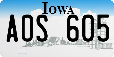 IA license plate AOS605